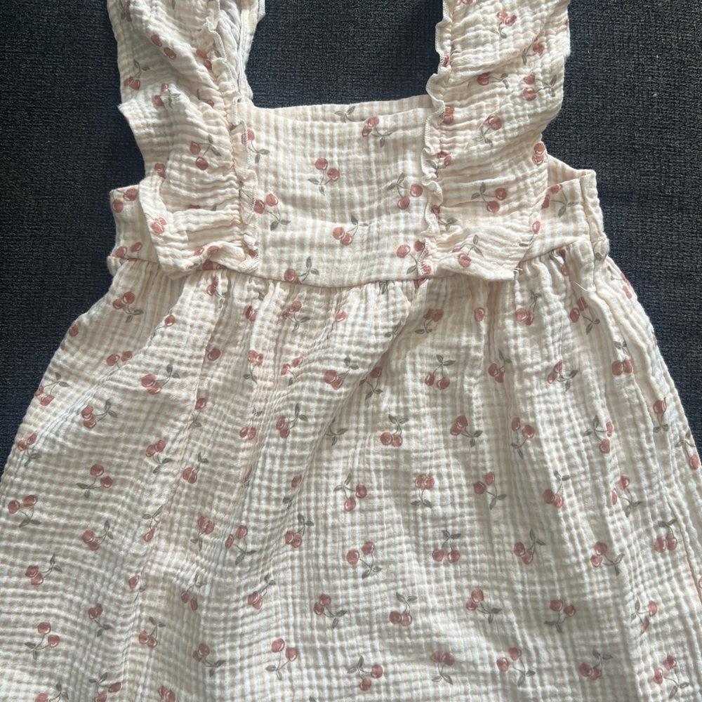 Ruffled Cherry Print Toddler Girl Dress